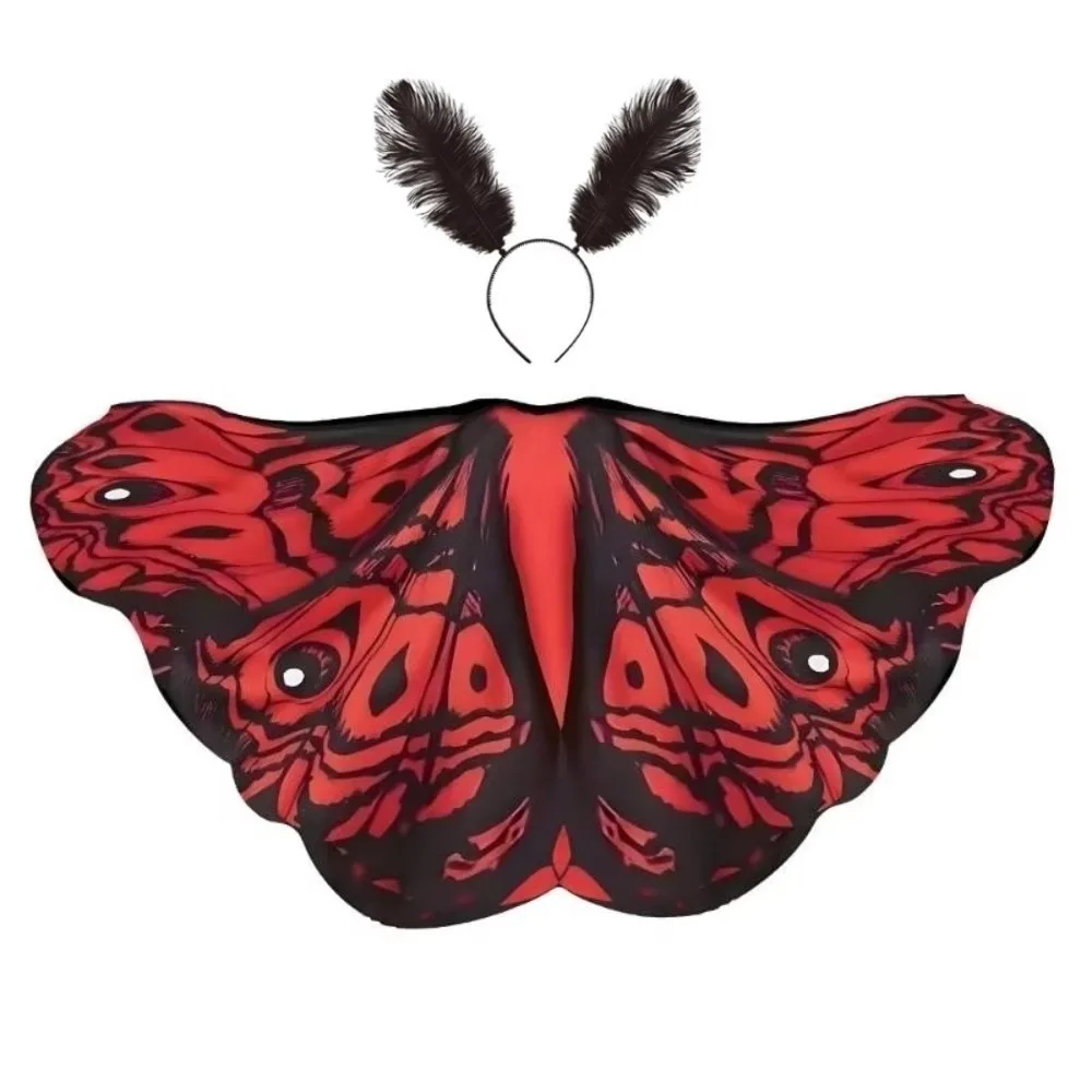 Elegant Polyester Butterfly Wing Shawl with Headpiece DIY Decor Moth Shawl Moth Costume Wing Cape Halloween Event