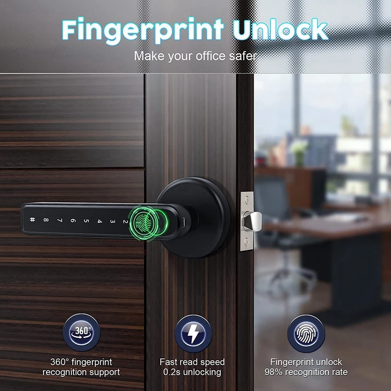 Fingerprint Smart Door Lock Door Knob With Keypad Keyless Entry Door Lock With Handle For Home Hotel Office Apartment