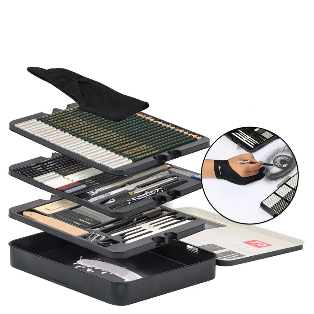 

Sketch Pencil Set Drawing Sketching Pencils Portable Lightweight Iron Box Resistant to Crushing Smooth Art Painting Supplies