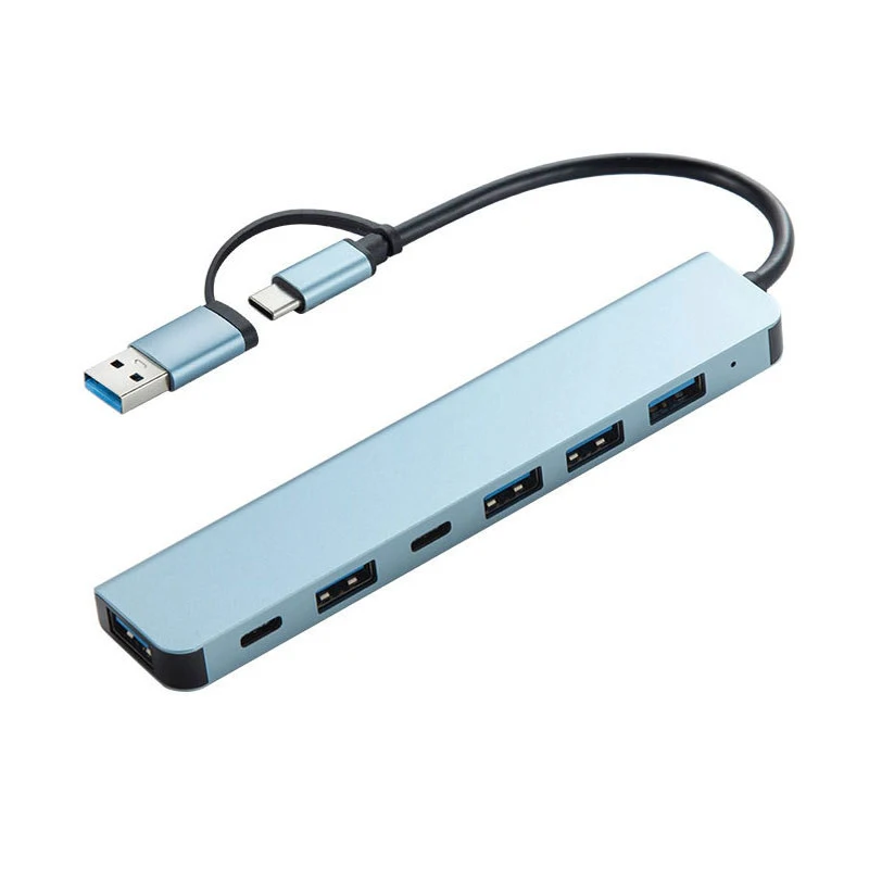 7 Ports USB 3.0 Type C Hub 7 in 2 Concentrator Docking Station U Disk Card Reader PD Fast Charge for MacBook Laptop PC Computer