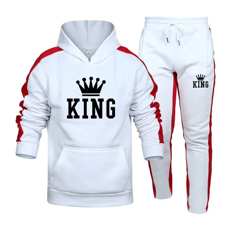 

Мужской спортивный костюм King, толстовка с капюшоном и спортивными штанами, комплект из 2 предметов, модная повседневная высококачественная спортивная трендовая одежда для бега, S-4XL