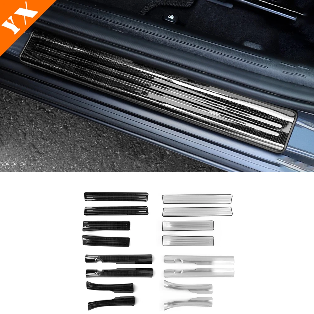 

For Hyundai kona SX2 2024 2025 accessories Stainless Black Silver Car Door Sill Scuff Plate Welcome Pedal Protection Trim
