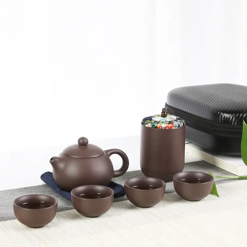 Purple Clay Travel Tea Set Home Kung Fu Tea Set Teacup Teapot Ceramics Tea Making Utensils Outdoor Portable Tea Making Utensils