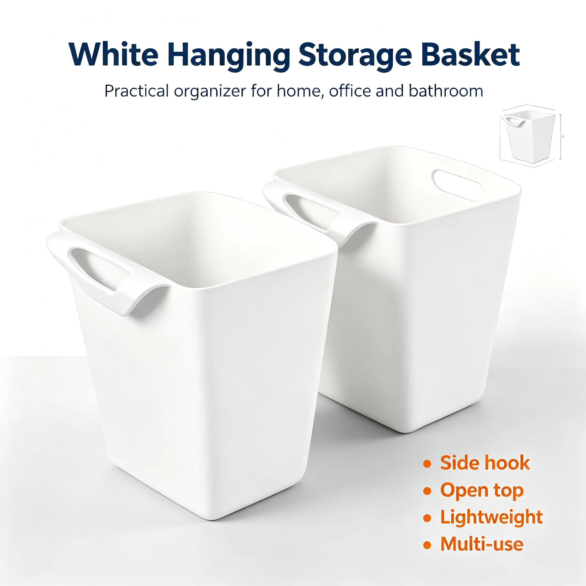 Plastic Hanging Storage Bucket Multi-purpose Desk Trolley Hanging Organizer Bin for Stationery Bathroom Sundries Home Storage