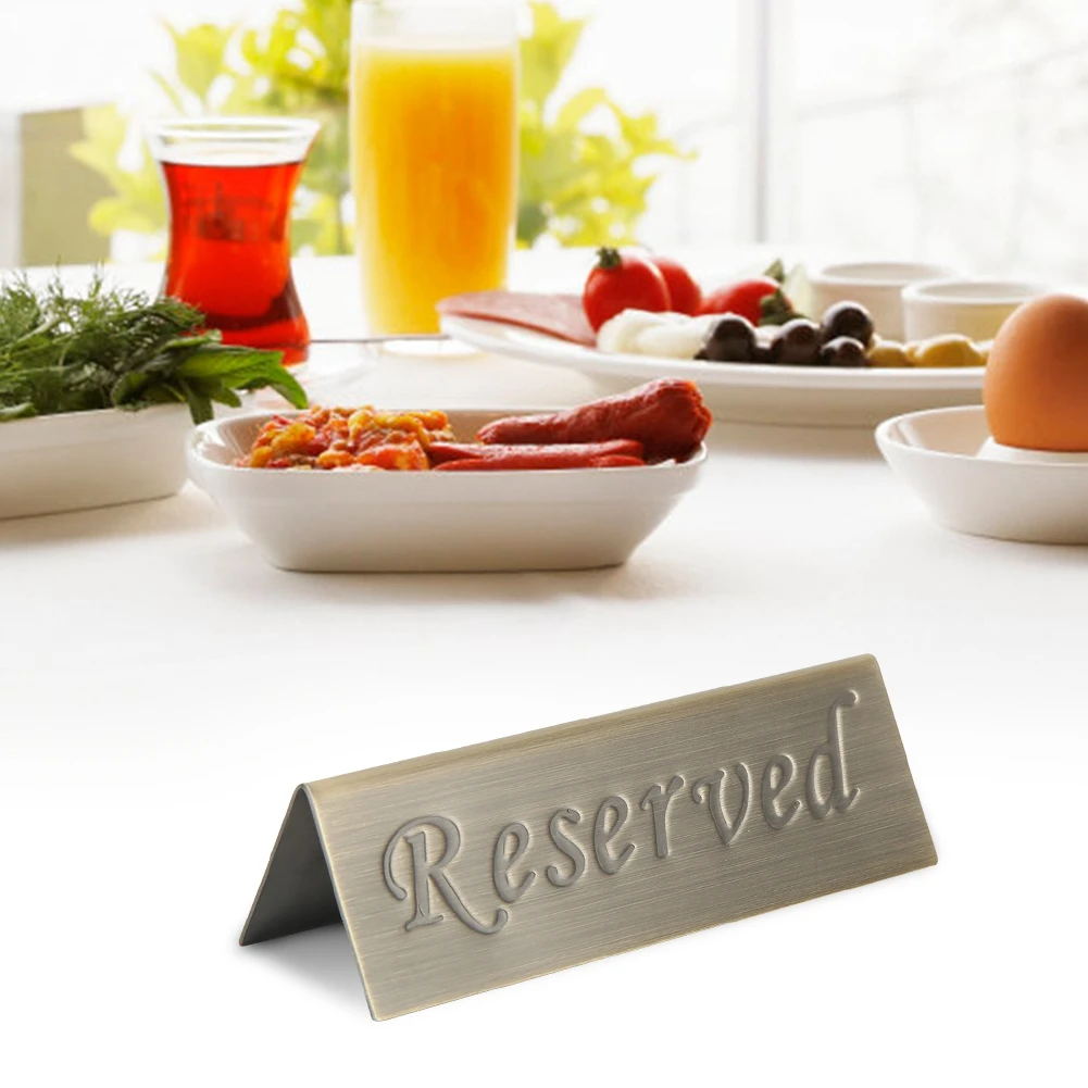 Stainless Steel Double Side Food Service Reserved Table Sign For Restaurant Bar Pub Cafes Night Clubs Teahouses Hotels