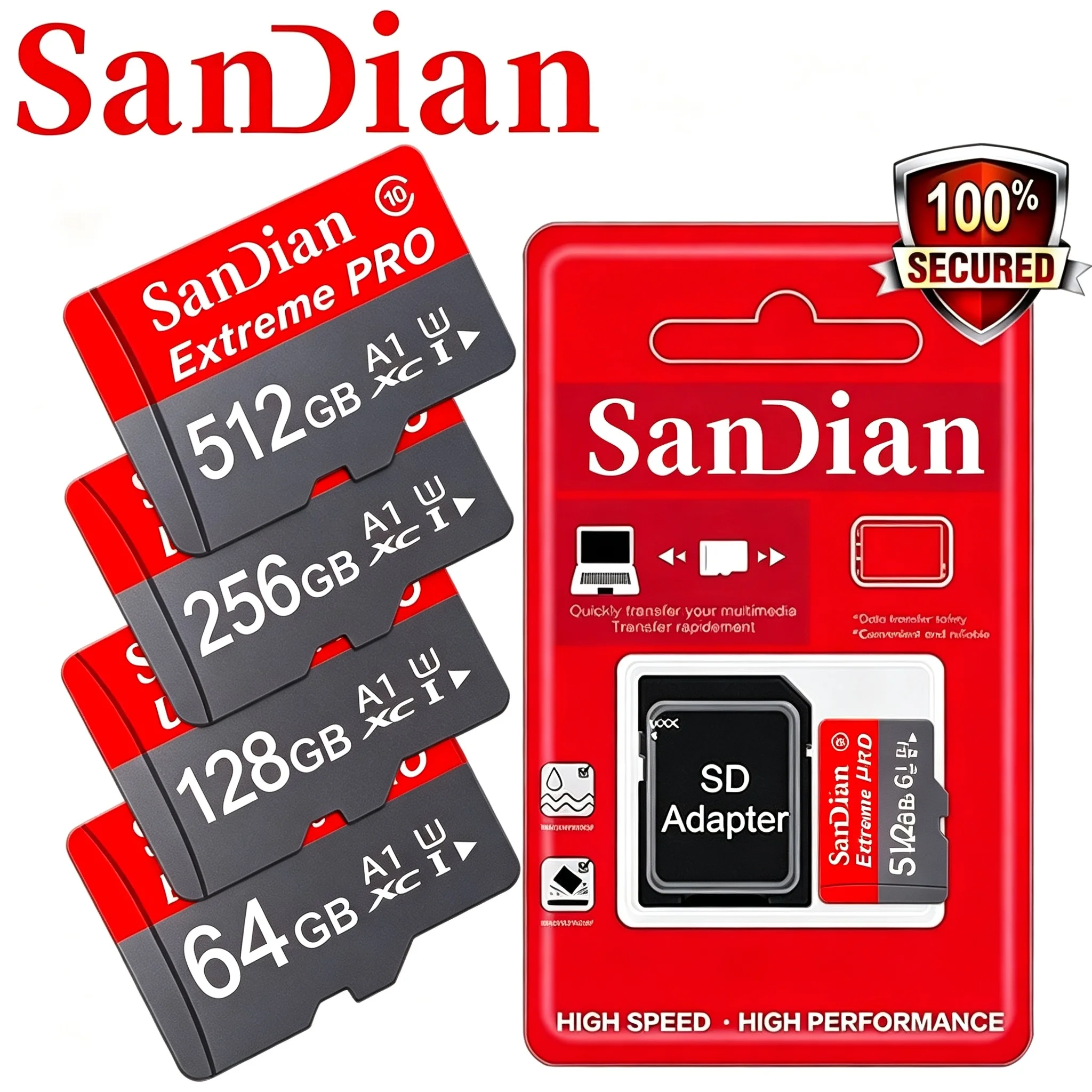 64GB 256GB 32GB 128GB High-Speed Memory Card SD Cards TF Cards Micro TF SD Card V60 Shockproof Ultra HD for GoPro/Drone/GPS