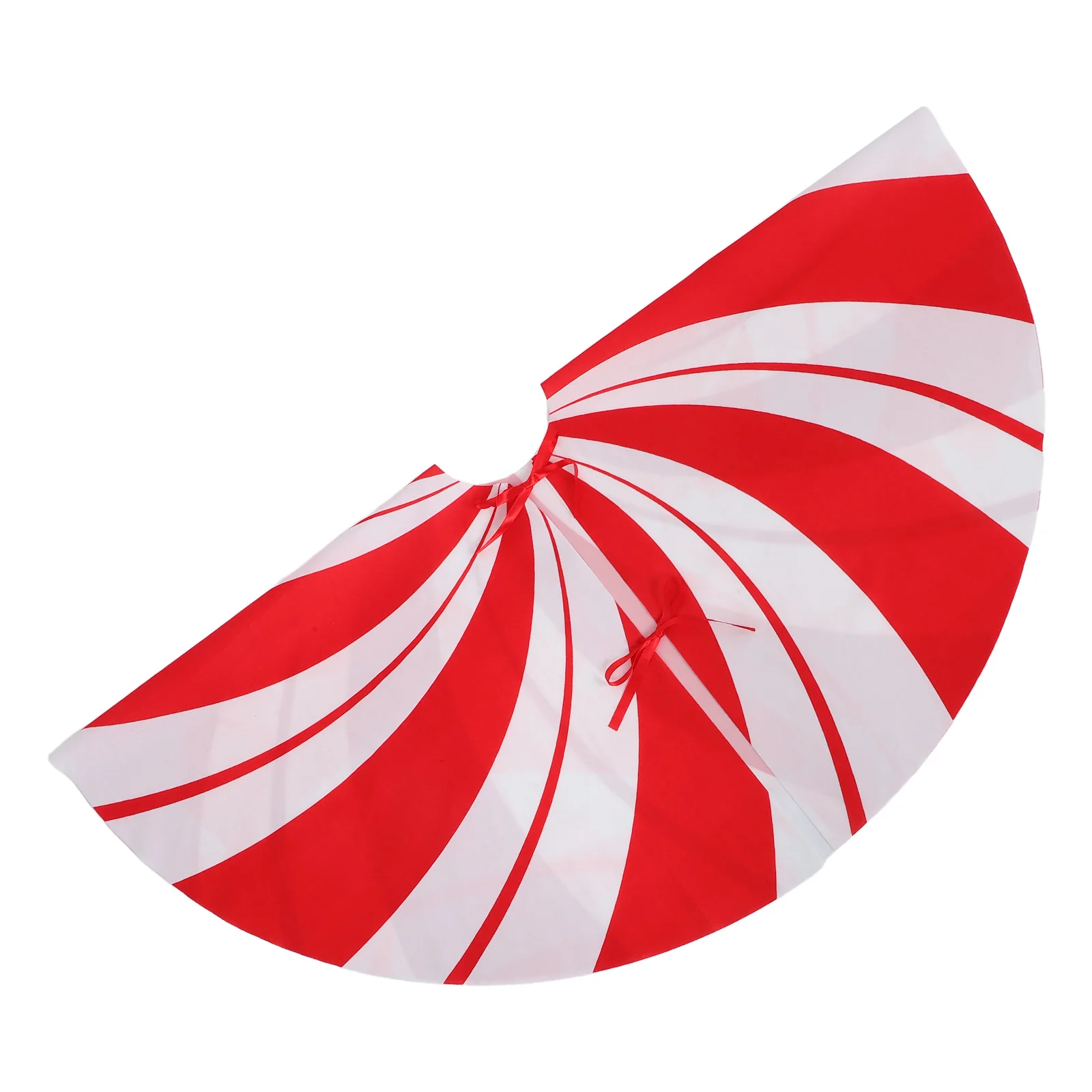 

Christmas Tree Skirt Red White Stripe Swirl Peppermint Pattern Soft Fabric Floor Protector Xmas Tree Base Mat Farmhouse