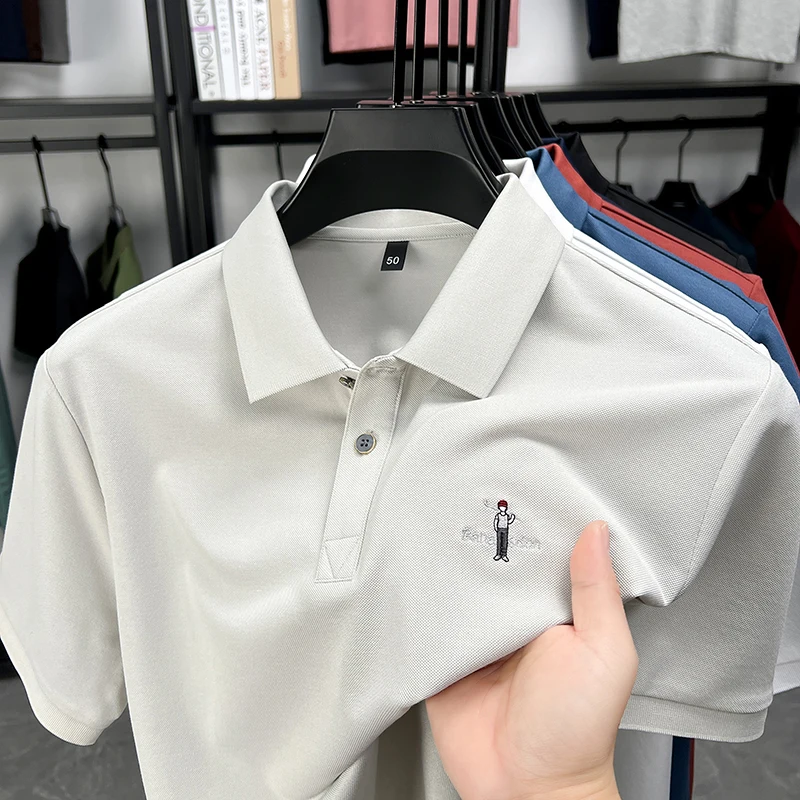 High end brand men's short sleeve polo shirt new cartoon embroidery summer breathable casual luxury youth fashion golf T-shirt