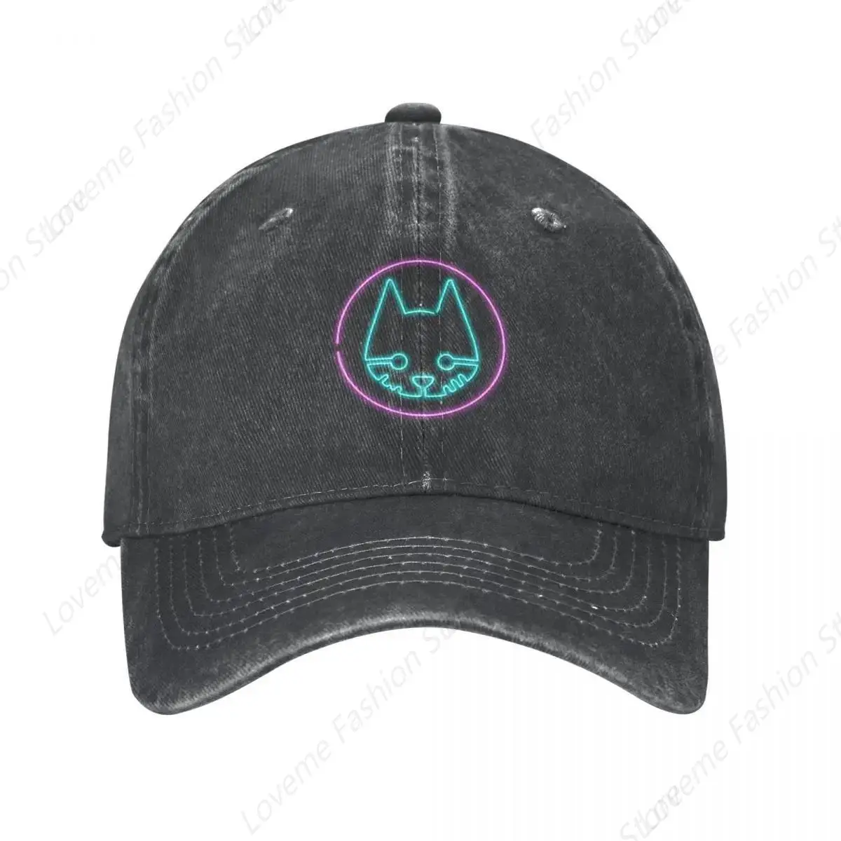 Neon Stray Cat Hat Adjustable Washed Truck Hat Sun Visor Baseball Cap Outdoor Sports Hat Unisex Adult Hat For Leisure Walk