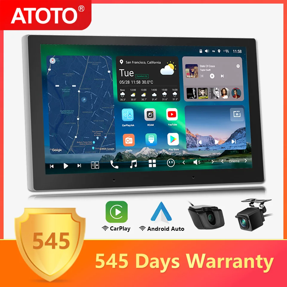 ATOTO 10 inch QLED Android Car Stereo 8G+128G Bluetooth Apple Carplay Screen Android Auto Navigation Radio Multimedia Player X10