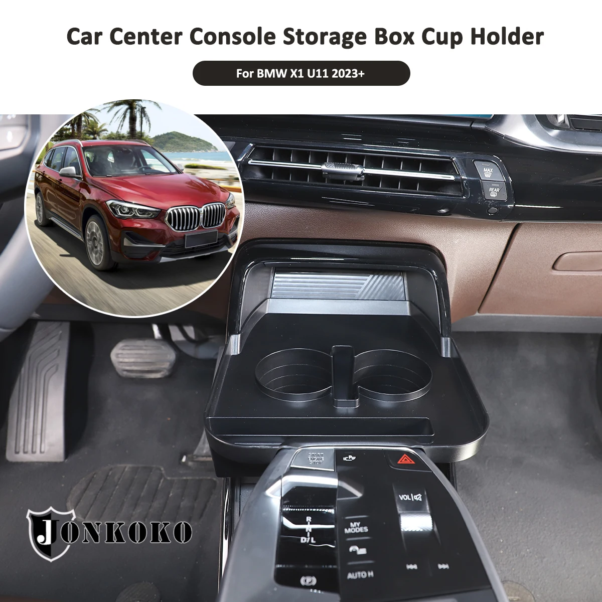 

For 2023+ BMW X1/U11 central control cup holder storage box Central control installation storage box Interior accessories ABS LH