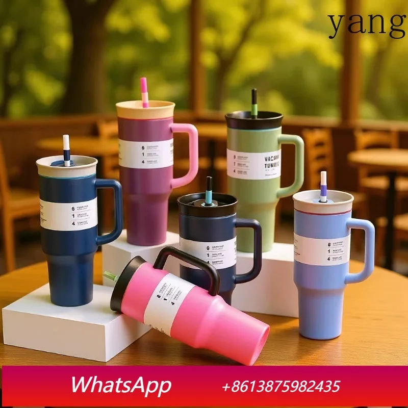 

LMM stainless steel thermos cup, large capacity car ice cup with straw handle