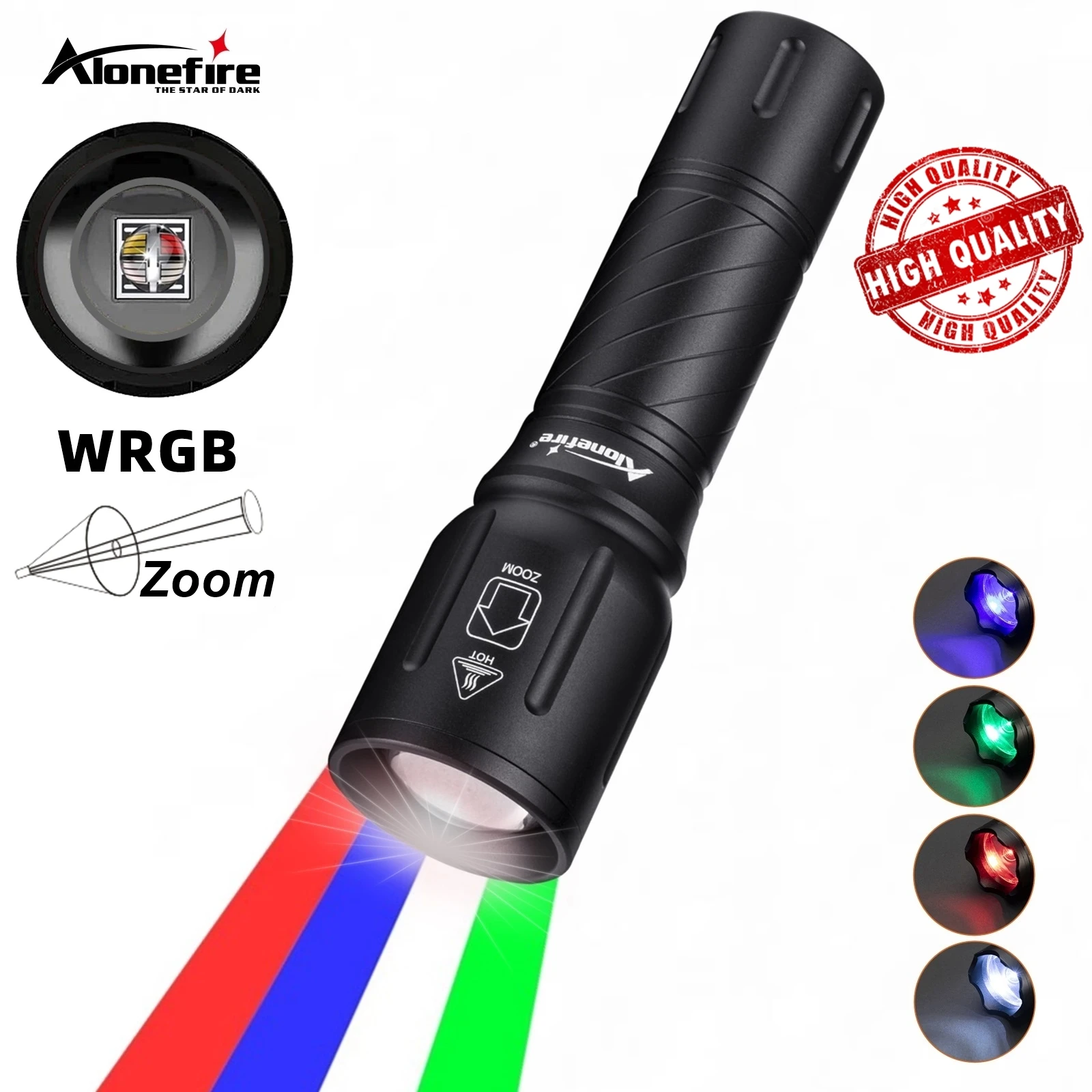 Linterna táctica LED multicolor con zoom y potencia para exteriores - imagen 2