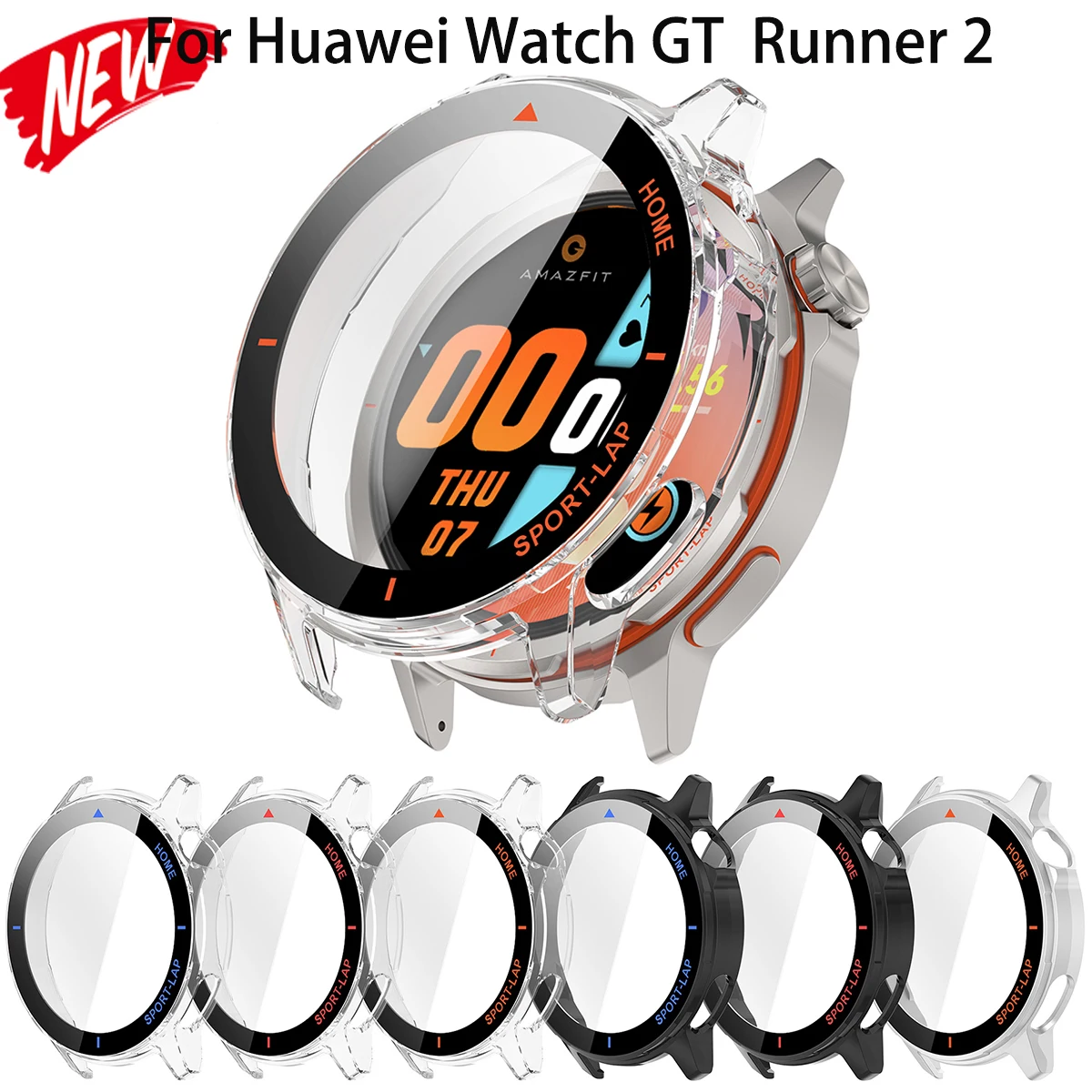 Funda + Protector de Pantalla de Vidrio Templado para Huawei Watch GT Runner 2, Protector de Pantalla de PC, Carcasa Rígida para Huawei Band GT Runner 2