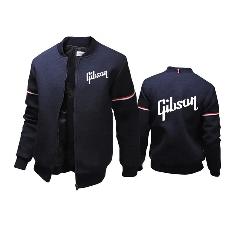 Jaket bisbol fashion musim semi musim gugur nyaman Gibson kaus ritsleting katun baru untuk pria mantel longgar Hip Hop pakaian jalanan