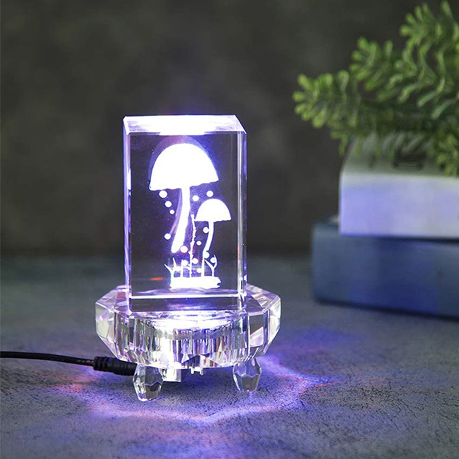 Crystal LED Light Base Lighted USB Atmosphere Lamp Pedestal Stand for Cup Jewelry Show 3D Crystal Photo Acrylic Statues Ornament