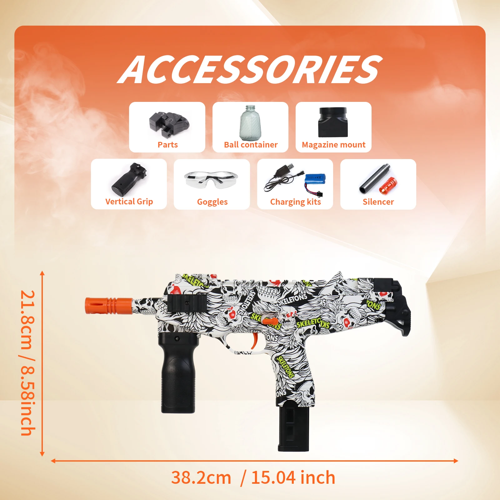 UZI ชาร์จไฟฟ้า Blaster - ปืนของเล่นกลางแจ้งอัตโนมัติสําหรับทีมต่อสู้ - ของขวัญในอุดมคติ (ไม่รวมกระสุน)