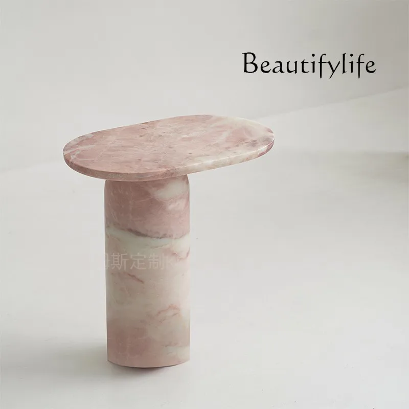 

0 Pink Stone Edge Few Designer Villa Living Room Home Light Luxury Marble Edge Few Sofa Side Table