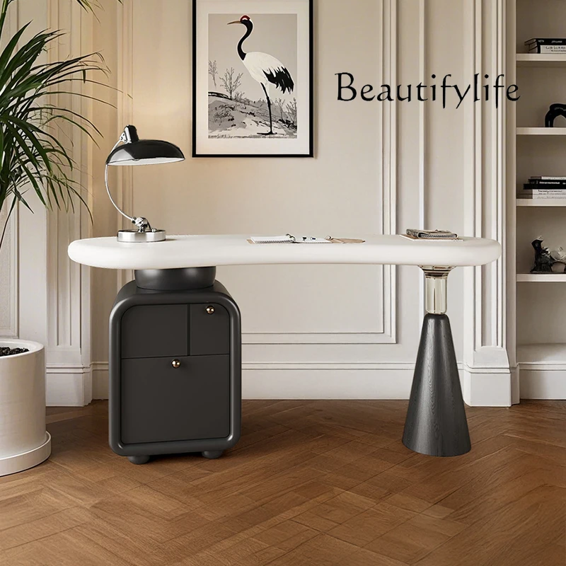 

French light luxury solid wood desk cream style home writing desk modern simple computer desk medieval