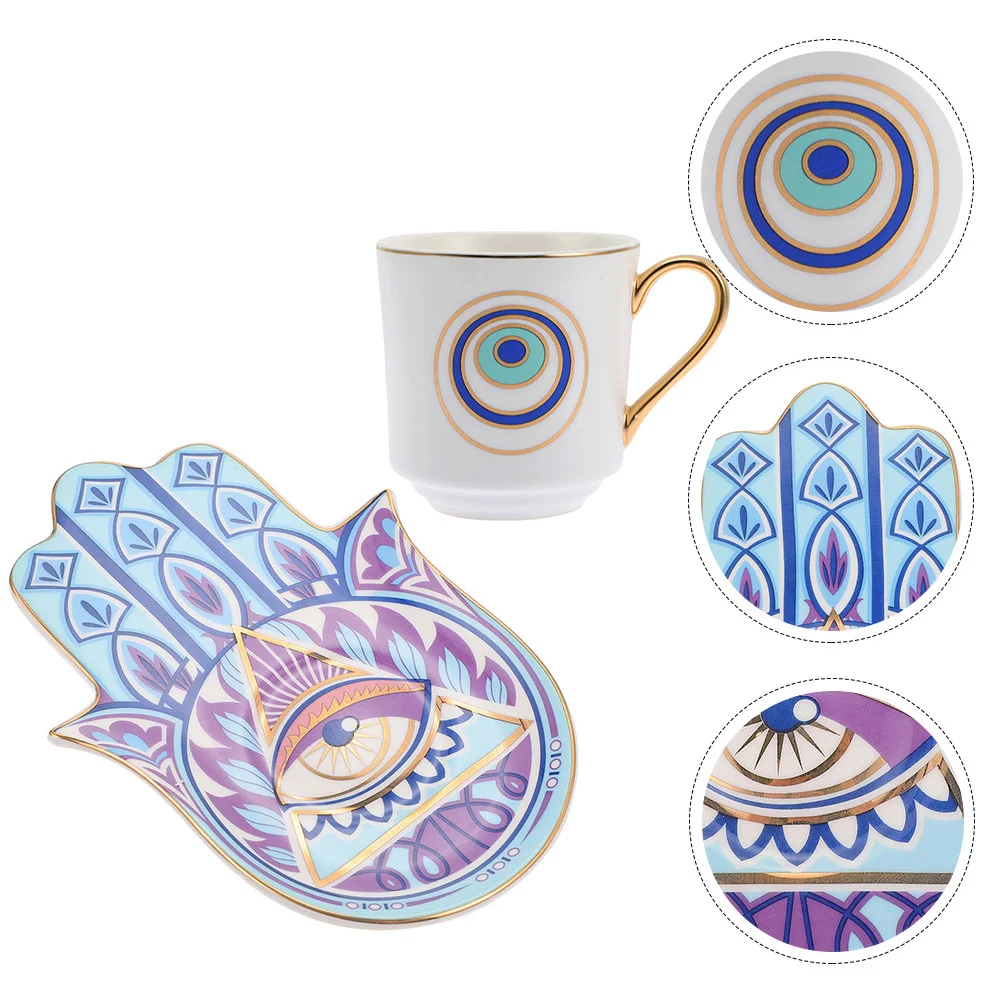 

1Set Classic Ceramic Coffee Mug Set Saucer Included Smooth Surface Perfect for Daily Use Turkish Coffee Set Retro Cup