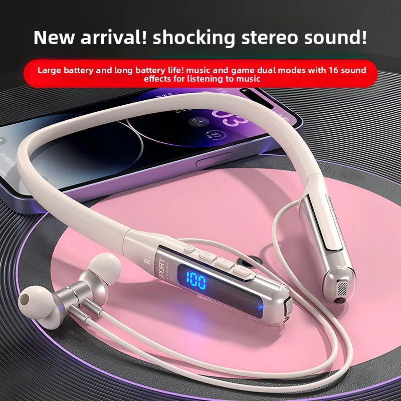2026 New Neck Bluetooth Headset Intelligent Noise Cancellation Digital Long Battery Life Wireless Bluetooth Sports Headset view 2