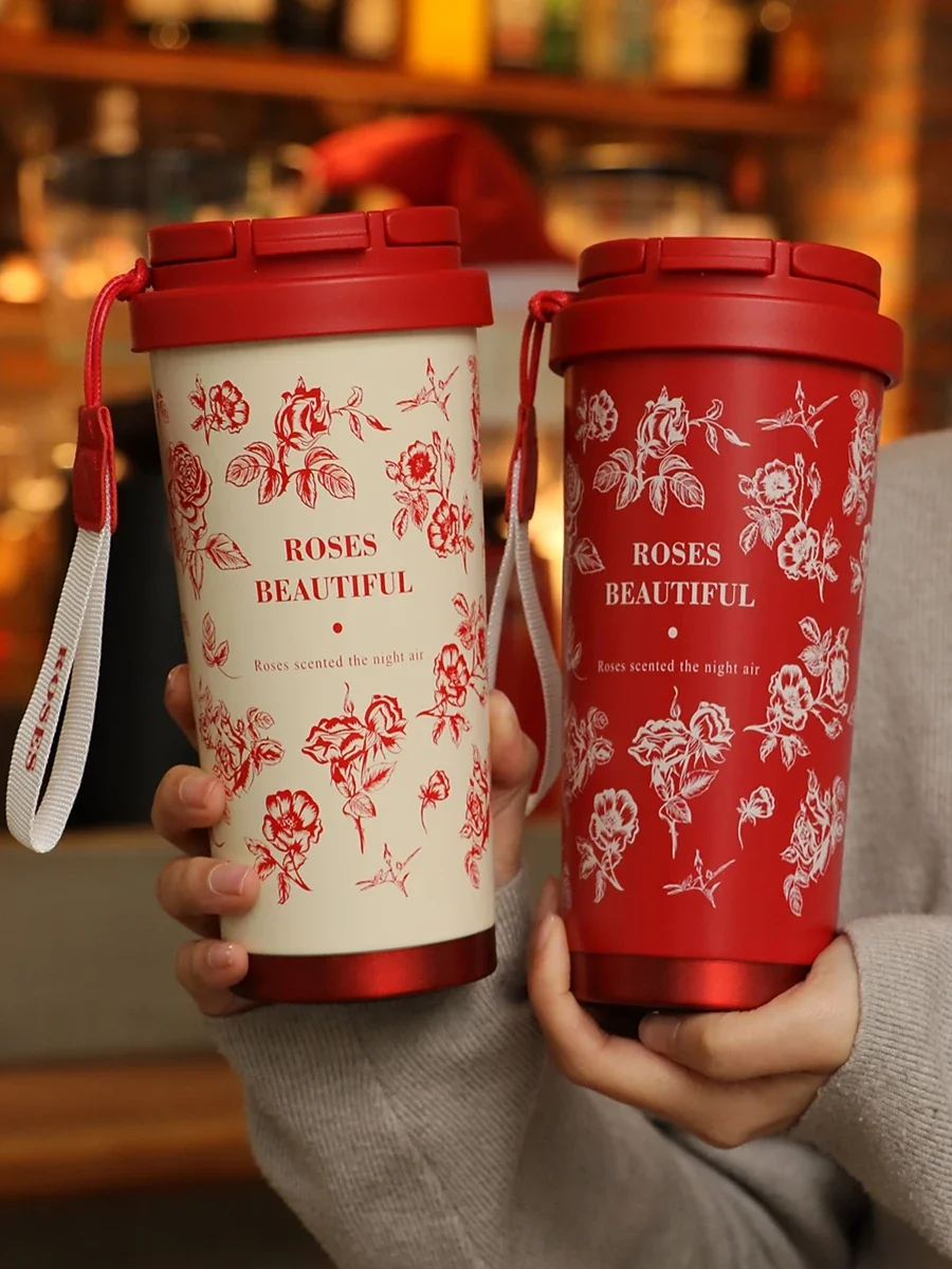 

Chinese wind belt isolation warehouse thermos cup, winter men's 2 mouths tea kettle women's high-value straw cup