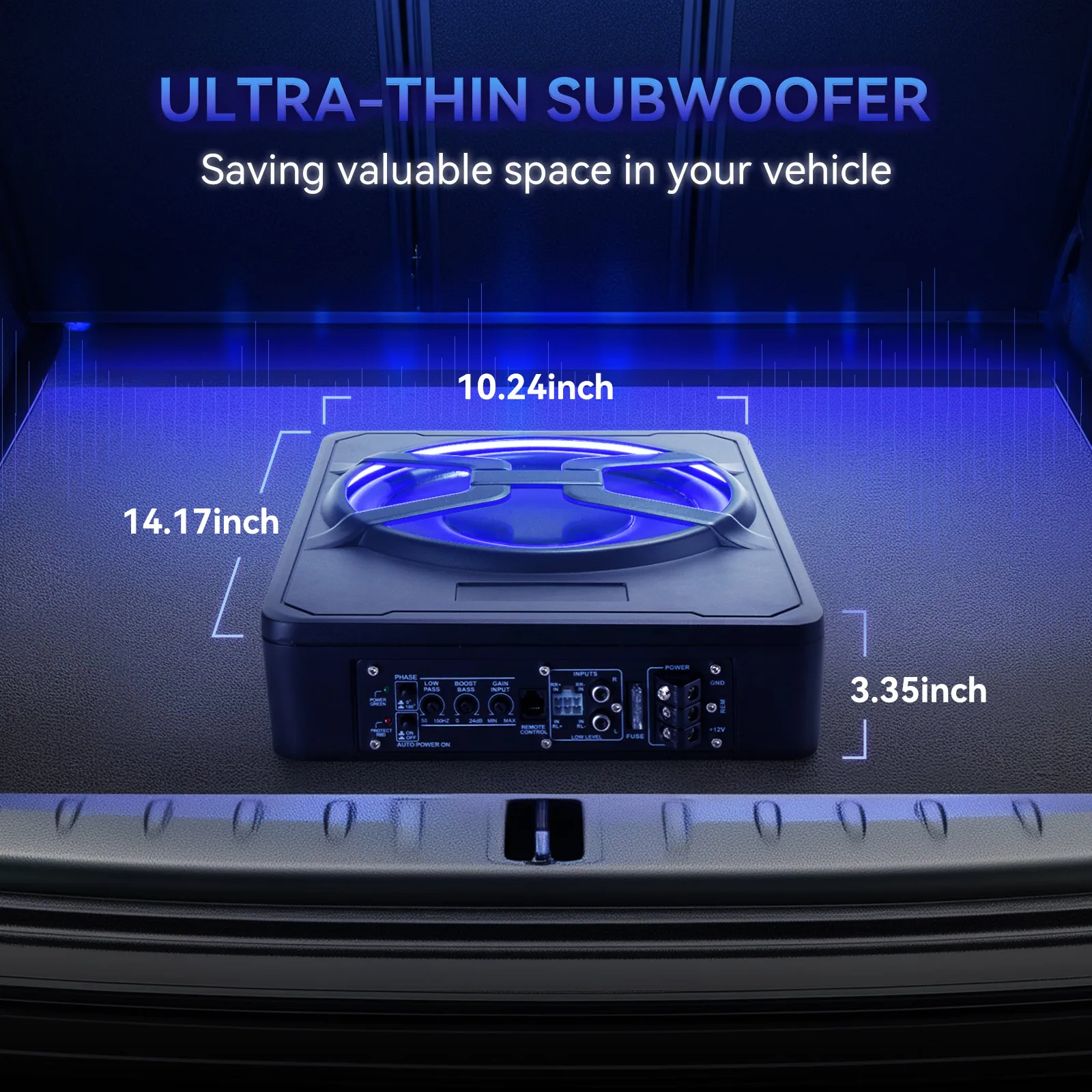 10 بوصة سليم مضخم صوت السيارة مكبر للصوت تحت المقعد عالية الطاقة 800 واط المدمج في مكبر للصوت مع الضوء الأزرق تثبيت مكبر صوت للسيارة #5