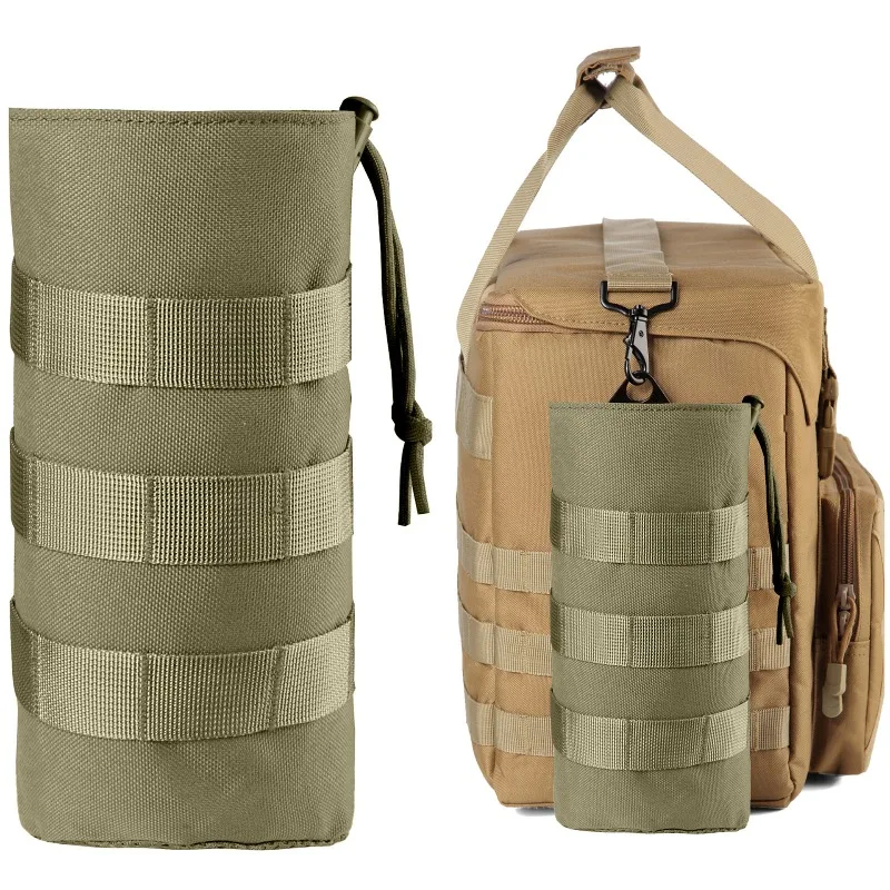 1. Lightweight Tactical Molle Kettle Pouch Thick Nylon Drawstring Bottle Carrier For Daily Outdoor Camping Hunting Cycling Use