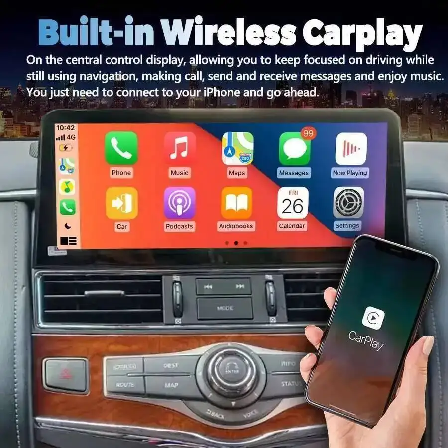 

4G Carplay автомобильный мультимедийный видеоплеер Android экран радио 12,1 дюйма для Nissan Patrol Y61 Y62 для Infiniti QX80 QX56 2din GPS