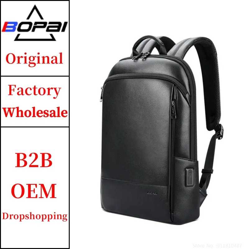 BOPAI Wholesale Men Business Office Commute Custom Light Smart 15 Inch Usb Charging Minimalist Anti Theft Slim Laptop Backpack