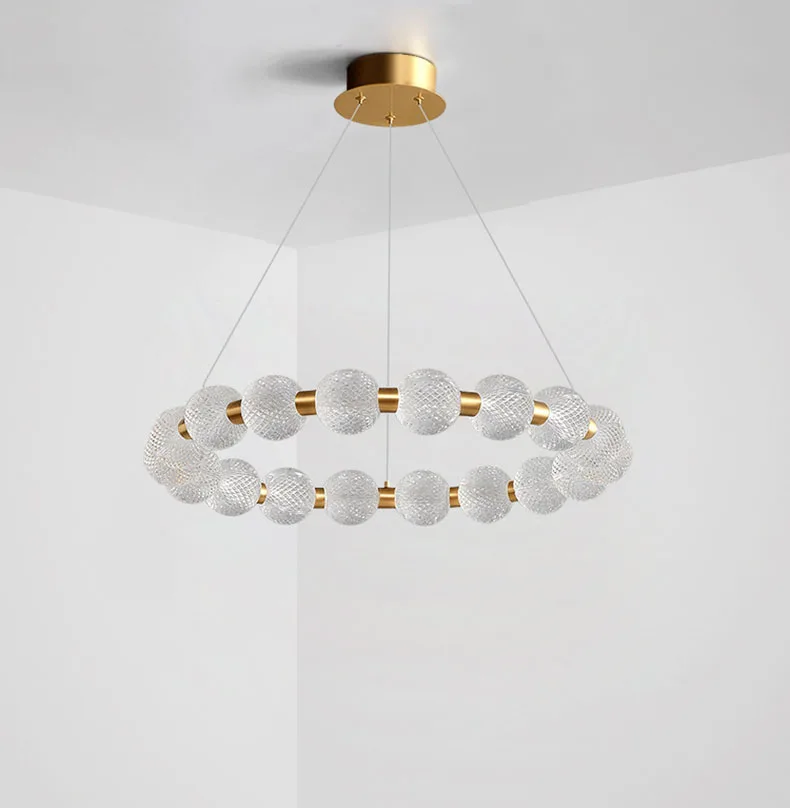 White Acrylic LED Chandelier Gold Aluminium