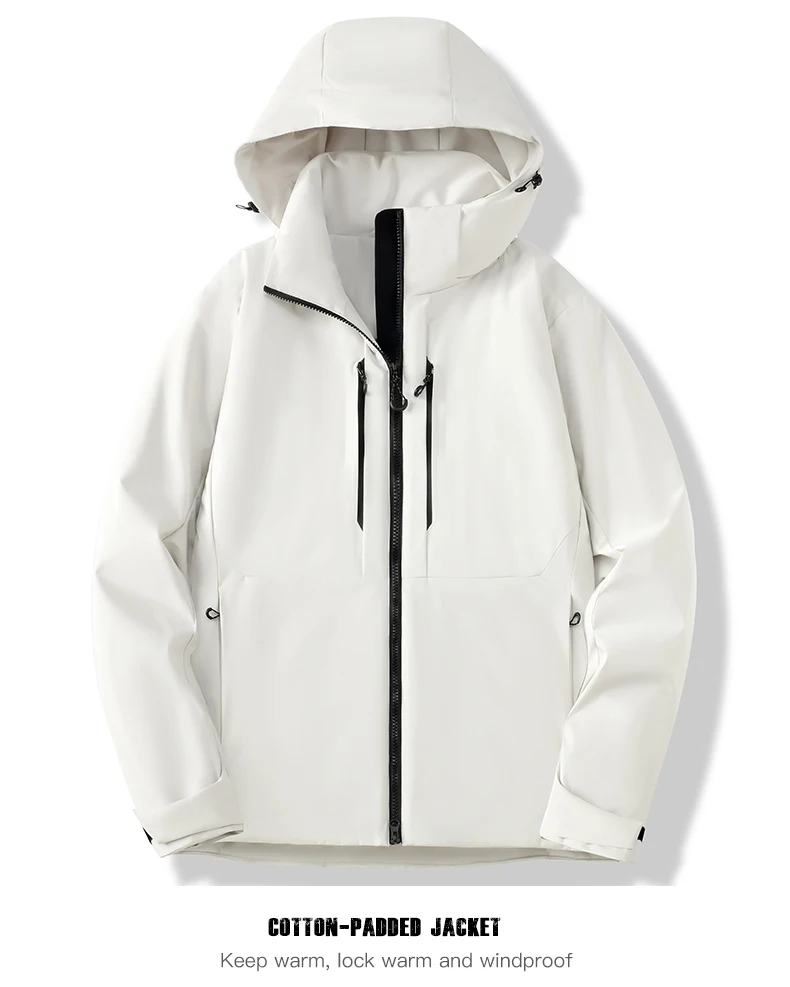 JNLN Warme Fleecejacke für Herren und Damen, wasserdicht, winddicht, Wintermantel, Unisex, Outdoor, Wandern, Camping, Skifahren, Klettern, Windjacke – Detail 17