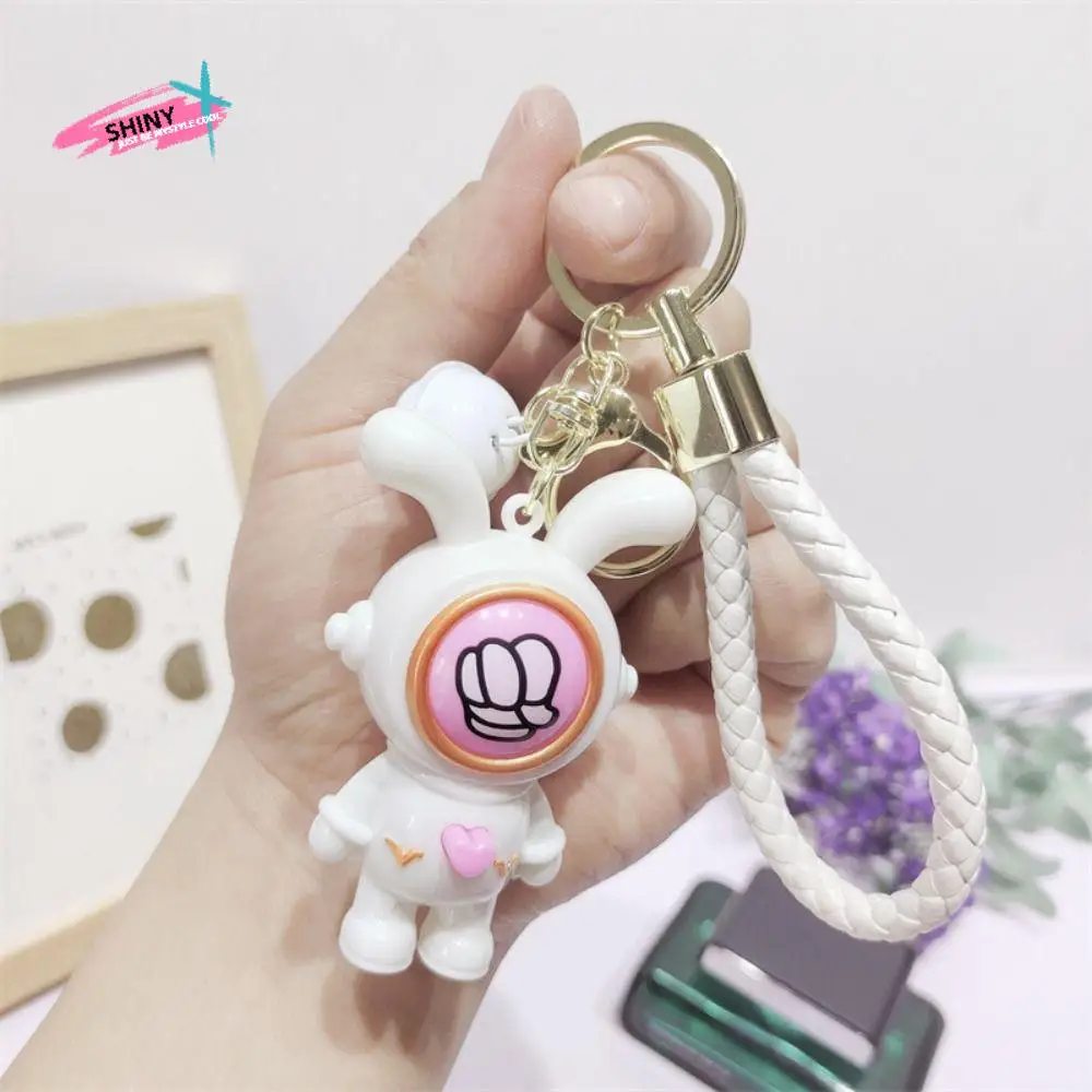 Fashion Funny Finger-guessing Game Keychain Heart Cartoon Face-changing Keyring Button Creative Rabbit Pendant Unisex