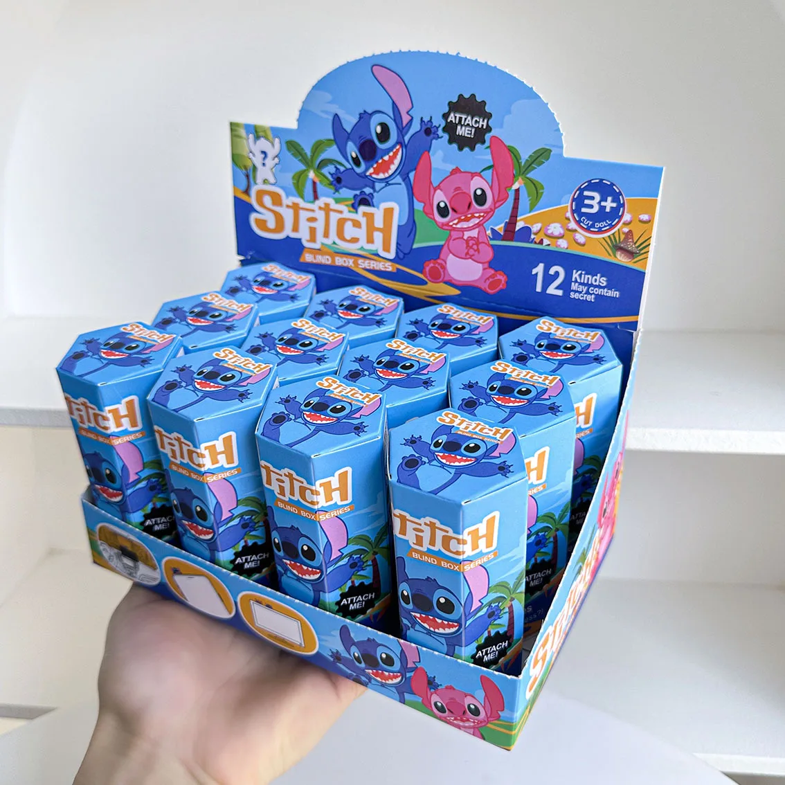 

12pcs Adorable Cross-Border Stitch Angel Mobile Phone Sticker Cartoon Blind Box Toy Trendy Lol Surprise Box Anime Stitch Figures