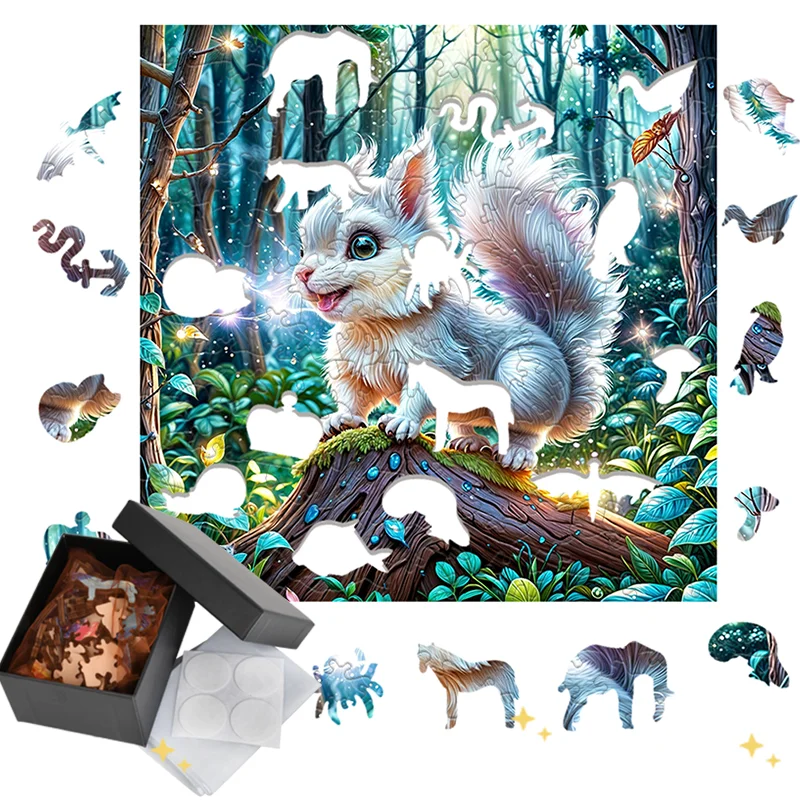 Cute Squirrel Wooden Puzzle Family Party Game Parent-Child Interactive Toy Home Wall Decoration Wooden Puzzle