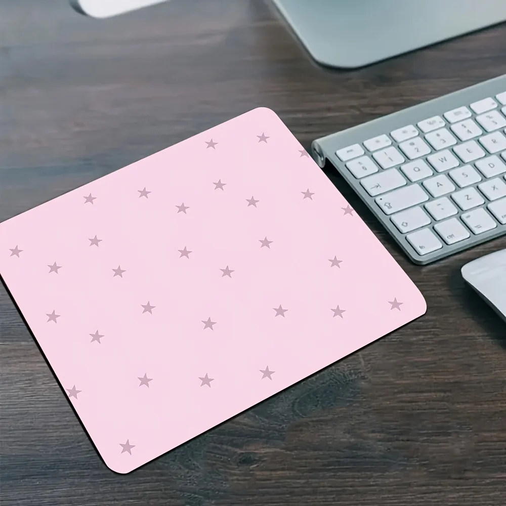 Pink Star Mouse Pad Non Slip Cute Desk Mat for Laptop Office Home