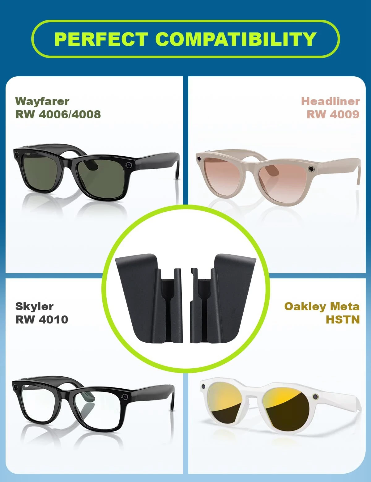 1PC For Ray-Ban Meta Wayfarer/Skyler/Headliner Smart Glasses Sillicone Anti-glare Light Shield Baffle for Meta Oakley HSTN