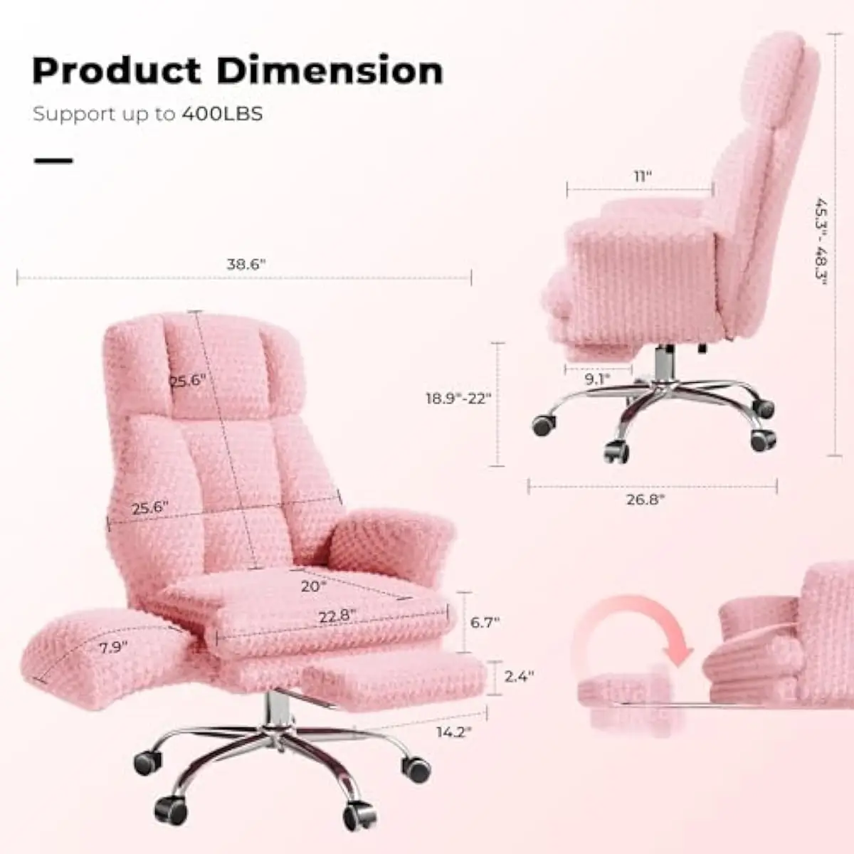 Big and Tall Office Chair, Flip Armrests for Pets & Cross Legged Sitting