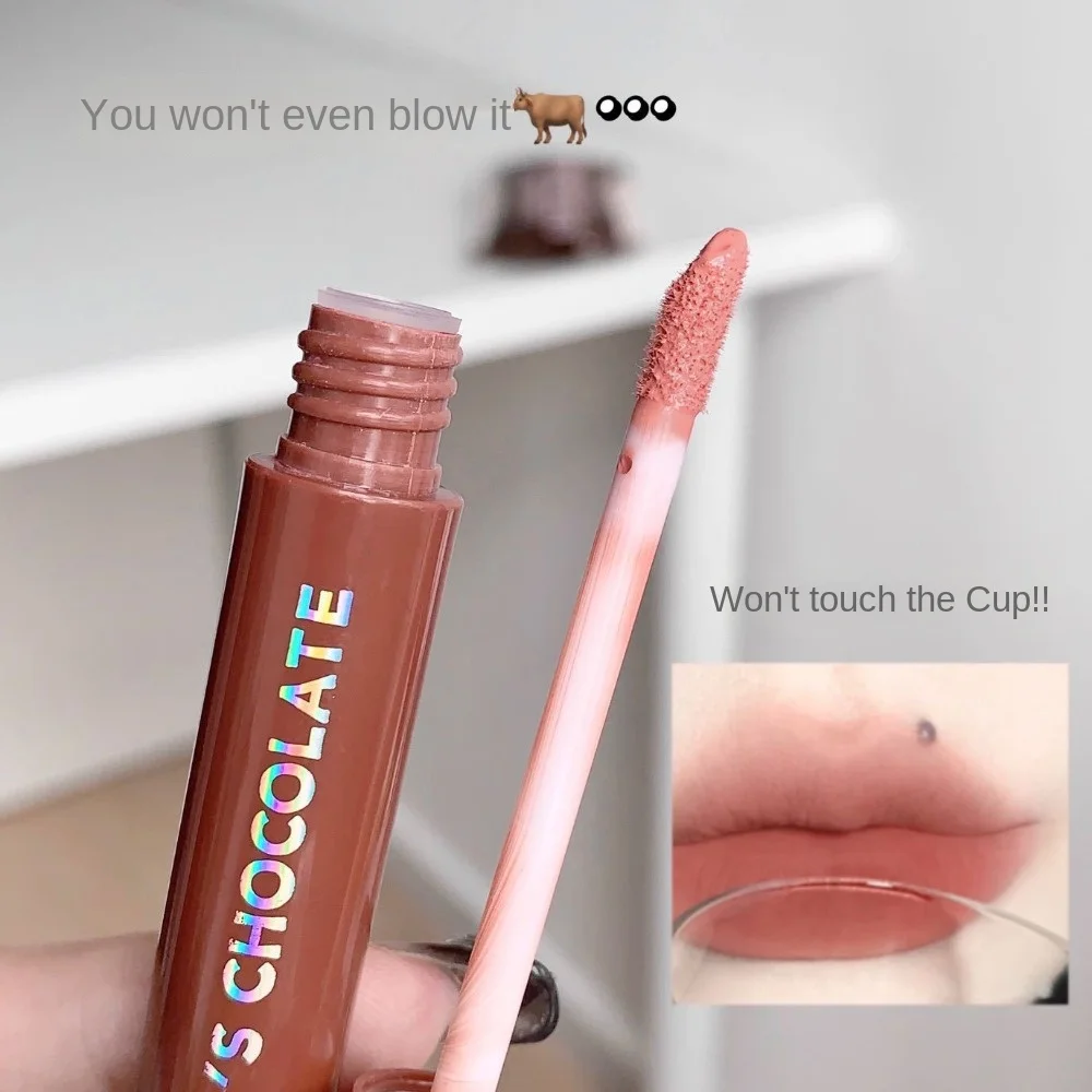 5Pcs/Set Velvet Chocolate Lip Glaze Set Soft Matte Long-lasting Matte Lipstick Beauty Makeup Tools Rich Cream Milk Coffee Lip