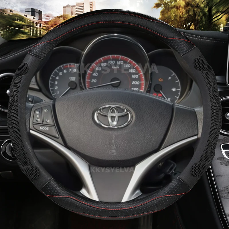 

Microfiber Leather Car Steering Wheel Cover For Toyota Yaris Vios 2014 2015 2016 2017 2018 Auto Accessories