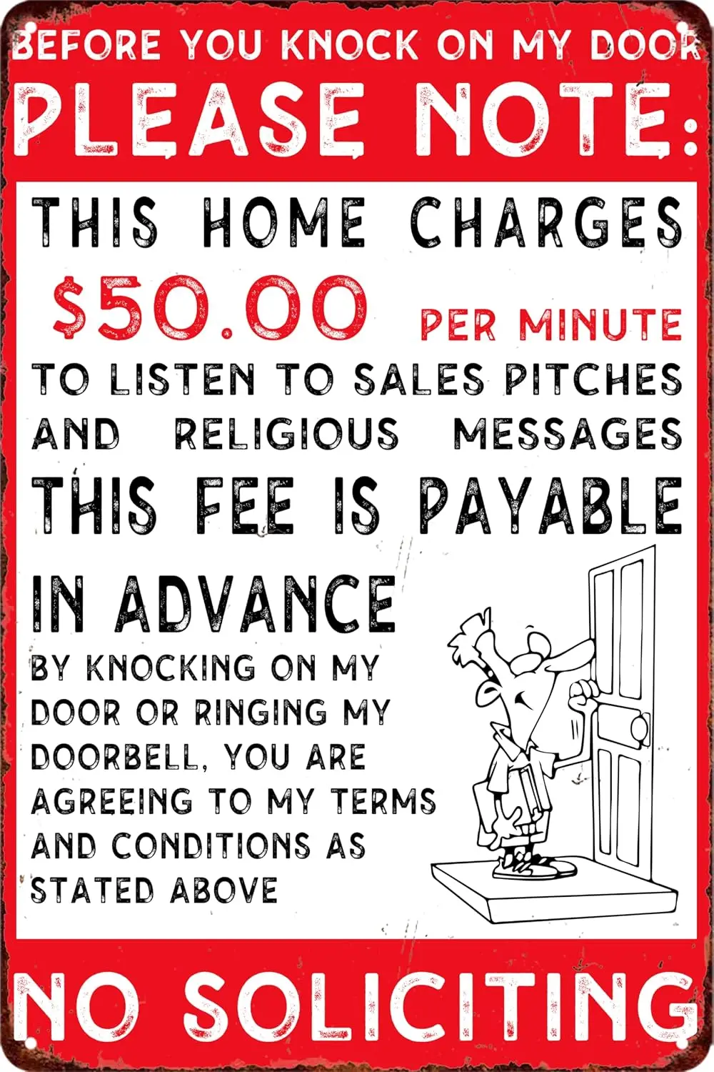 No Soliciting Sign For House - Funny Before You Knock On My Door - 8x12 Inch Metal Sign sign