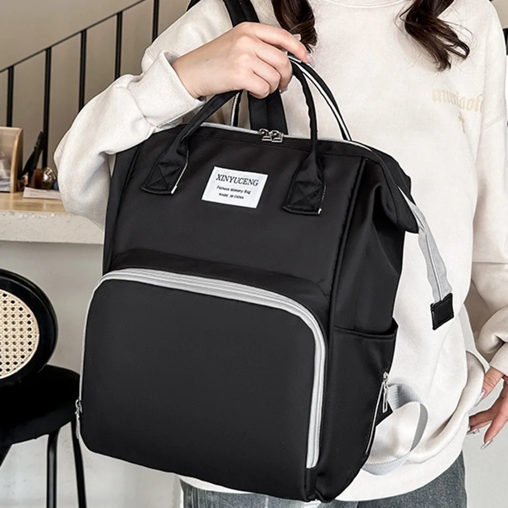 

Multifunctional Mommy Backpack Oxford Cloth Solid Color Baby Diaper Bag Large Capacity Portable Mommy Shoulder Bag Mother