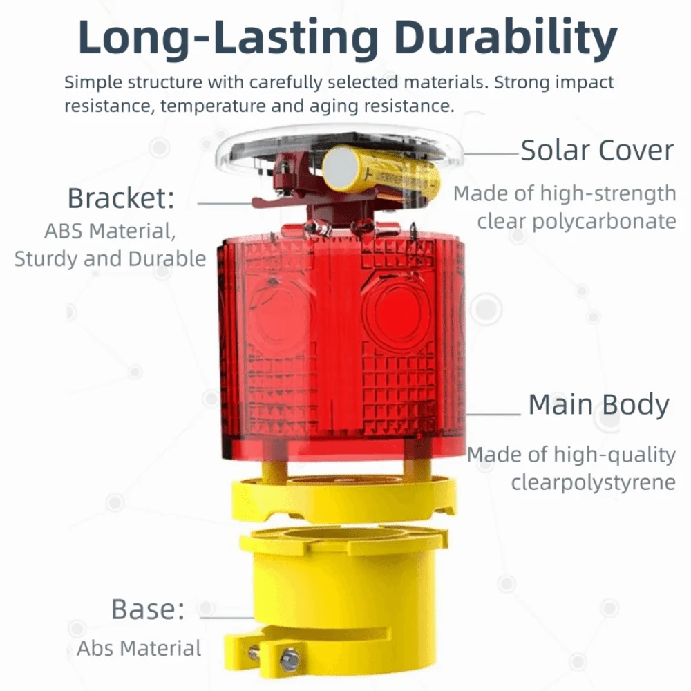 Solar Powered Solar Traffic Warning Light 3 LED 600mAh Safety Signal Light Auto Light Sensor Durable Warning Strobe Light