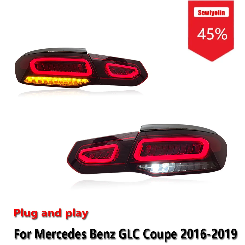 

Sewiyolin Car LED Upgrade Tail Light Accessories For Mercedes Benz GLC Coupe 2016-2019 DRL Brake Turn Signal Lamp Plug and Play