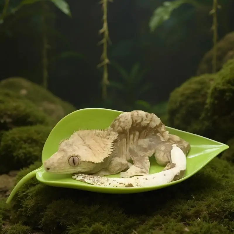 1/3 feuilles artificielles pour habitat de geckos et grenouilles, avec ventouse, pour zone de basking et terrasse de repos des reptiles, accessoires de terrarium