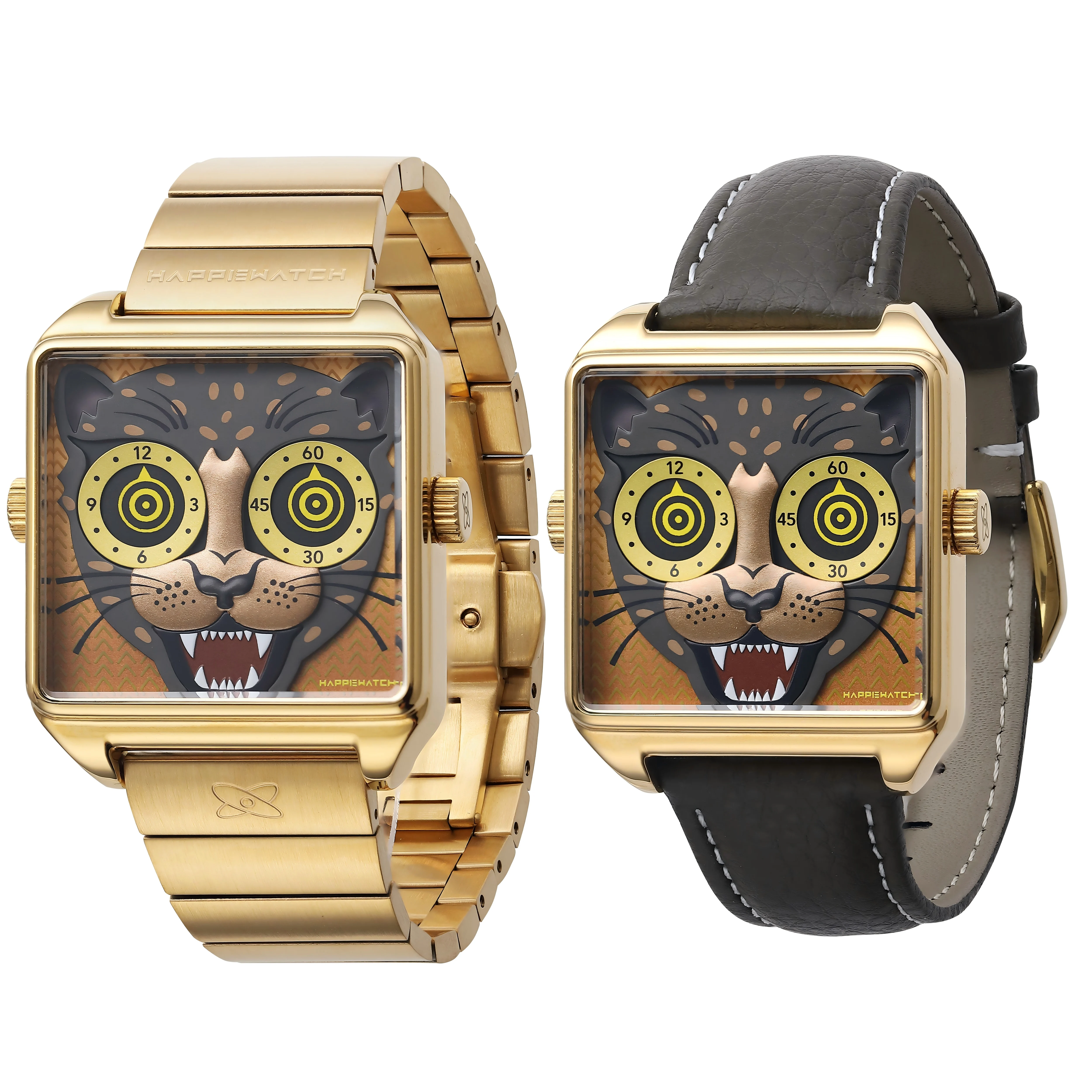 Happie Watch Couple Watches Men and Women Fashion Leather Stainless Steel Strap Square Lovers Watch Waterproof Quartz Wristwatch