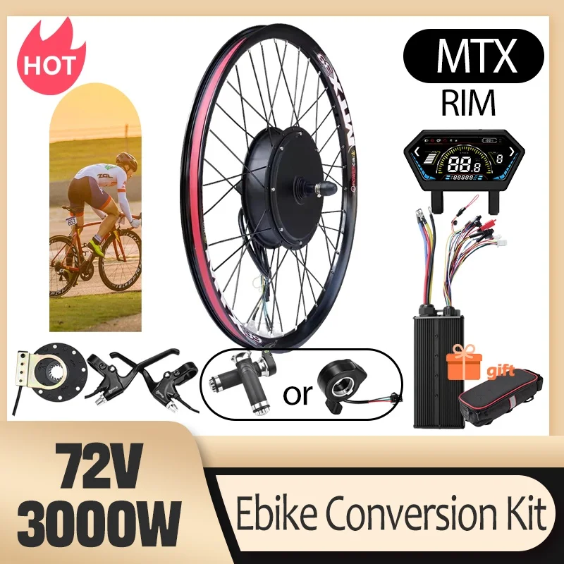 3000W MTX39 E bike Conversion Kit 72V Brushless Rear Rotate Hub Motor Wheel for Mountain Bike with Sine Wave Controller
