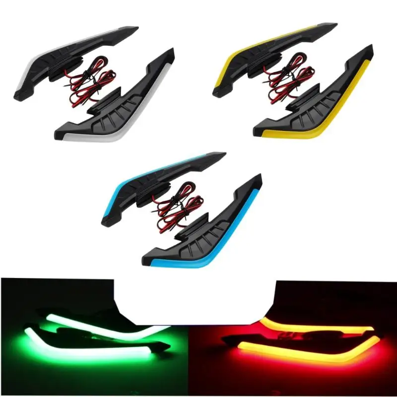 2 قطعة أجنحة الرياح الثابتة مع مصباح ليد لاصق لاصق تزيين دراجة نارية الجانب الأمامي سبويلر الجنيحات الهوائية الجناح مجموعة #3