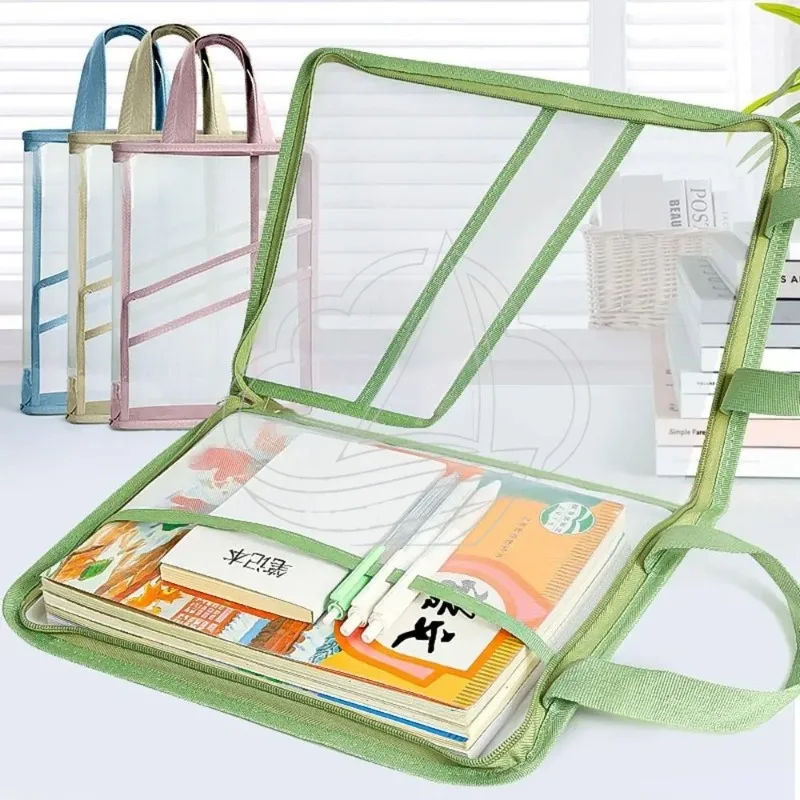 Clear Mesh Zipper Pouch Document Bag File Folder Storage School Office Supplies