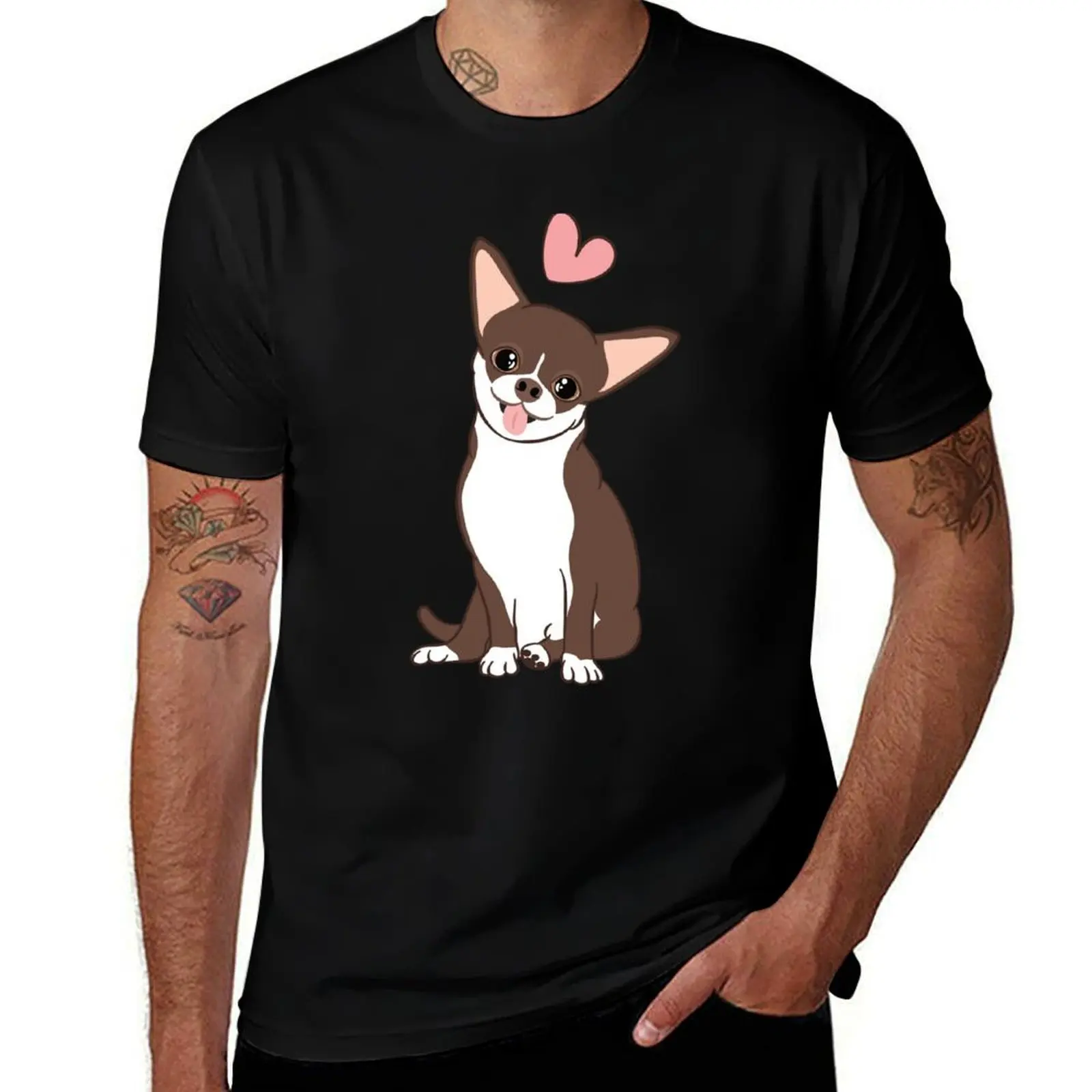 

LOVE Chocolate White Chihuahua T-Shirt man t shirt heavy cotton man t shirts for men t shirt man luxury T-Shirt